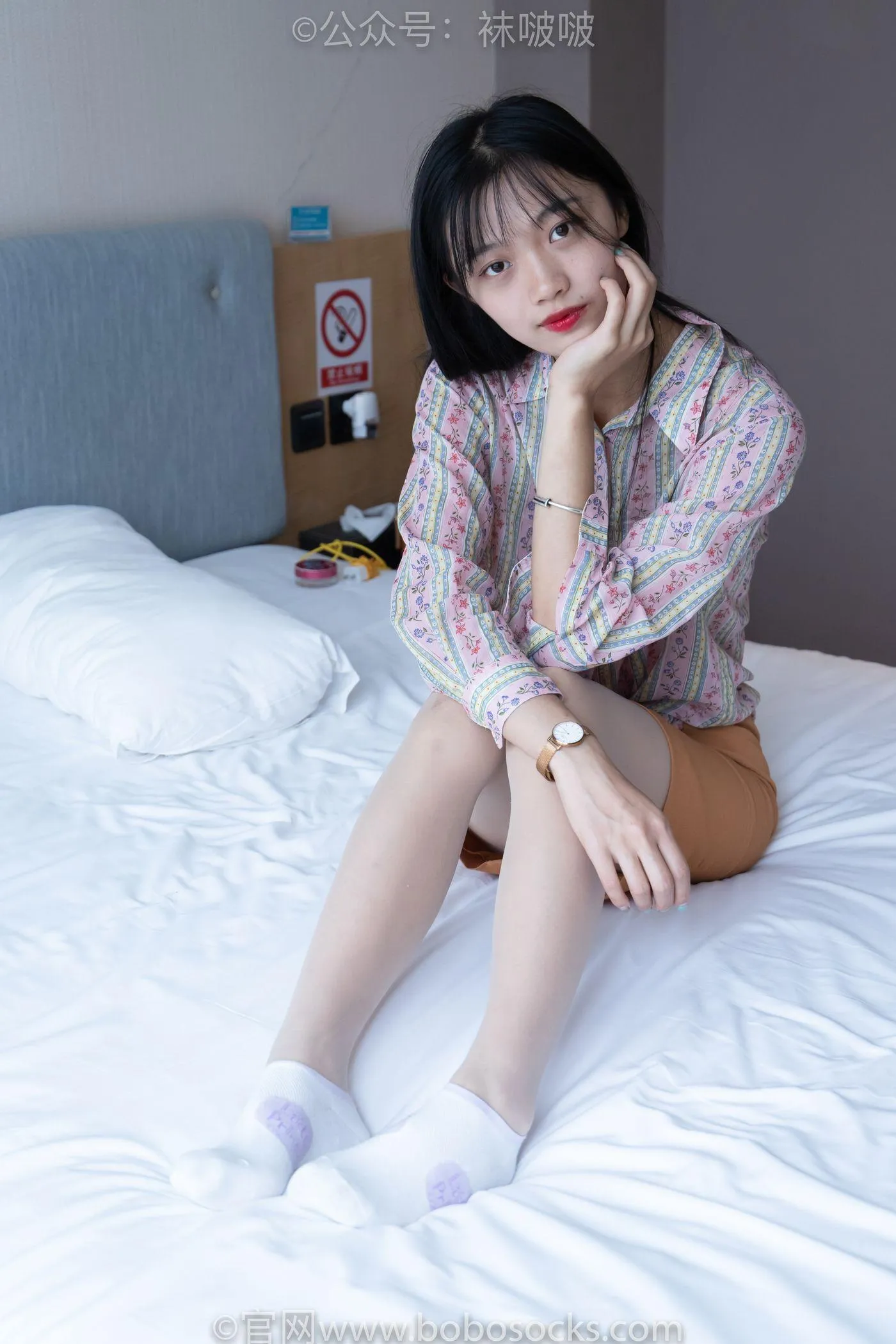 [BoBoSocks袜啵啵]NO.008 涵涵-帆布鞋、白色短棉袜、肉丝 [139P]插图7
